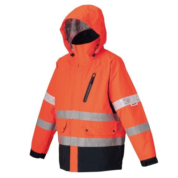 高視認性防護服 蛍光オレンジ ジャケット M レインウェア TY-71JM