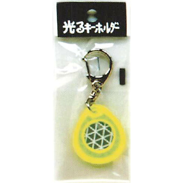 NEW光るキーホルダー　蛍光黄　約35×30mm　AHG-02　100個セット　安全企画工業