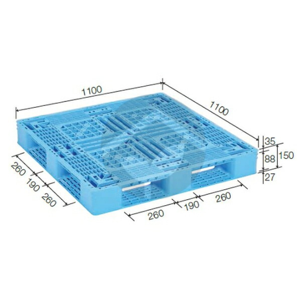 お引取限定/サンコーパレット1200角×10枚セット　まとめ売り　正方形プラパレ　保管運搬フォークリフト !!エントリーで最大100%ポイントバック!! サンコー｜＜2枚