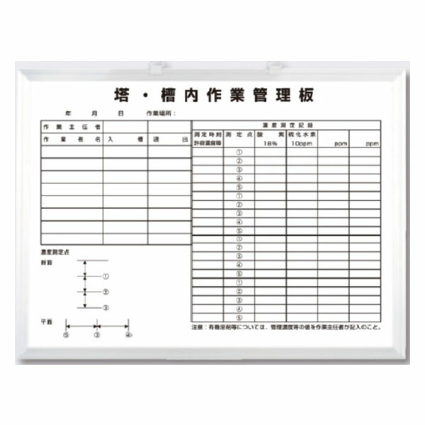 塔槽内御役目 塔・槽内御役目管理すること板 ホーロー 軽銀枠 粉受け取りなし 450×600 105-H つくし細工場