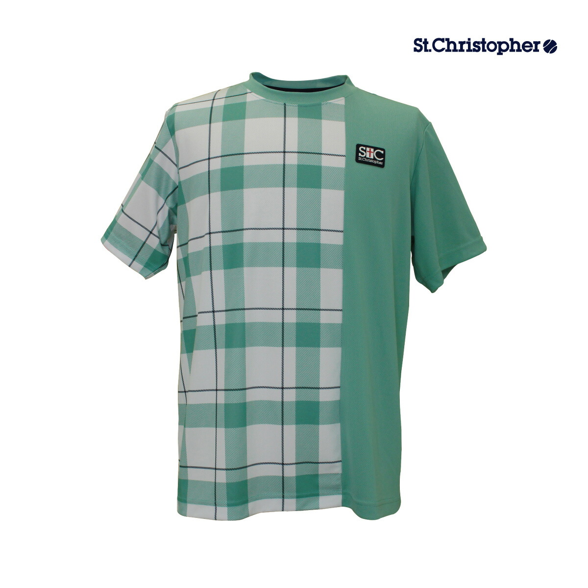 【ポスト投函対応】St.Christopher　メンズ　チェックゲームシャツ　STC-BEM1421　2025SS　アクアグリーン(AG)　セントクリストファー　MEN　テニスウェア　バドミントン　ソフトテニス画像
