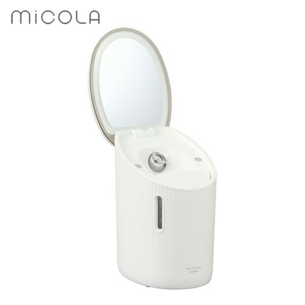 【マラソン期間限定！最大2000円オフクーポン】アイリスオーヤマ MiCOLA フェイススチーマー ホワイト FST-101-W IRIS LEDライト付きミラー 美顔器 3モード搭載 ミコラ
