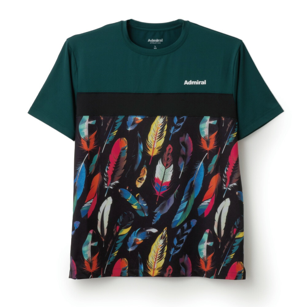 4月11日0時～48H限定★ショップP最大5倍】ADMIRAL　メンズ　フロントライングラフィックTEE　ATMA515-060　2025FW　グリーン　吸水速乾　UVカット　ストレッチ　アドミラル　MEN　テニスウェア　バドミントン　ソフトテニス　ポスト投函対応