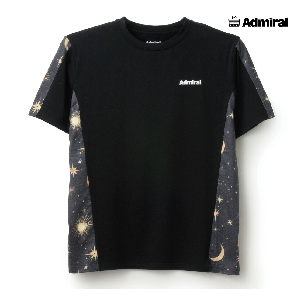 ADMIRAL　メンズ　サイドライングラフィックTEE　ATMA516-010　2025FW　ブラック　吸水速乾　UVカット　ストレッチ　アドミラル　MEN　テニスウェア　バドミントン　ソフトテニス　ポスト投函対応｜ランニング専門店 A（エース）
