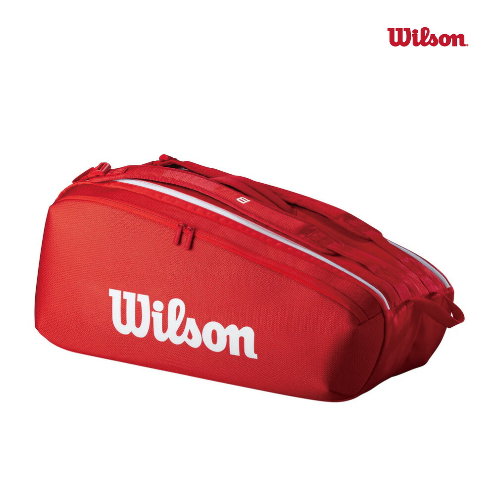 【4月18日0時～48H限定★ショップP最大10倍】WILSON 　スーパーツアー レッド 9本収納　WR8036701001　2025SS　レッド　バッグ　ラケットバッグ　ラケバ ウイルソン　 SUPER TOUR WILSON RED 9PK