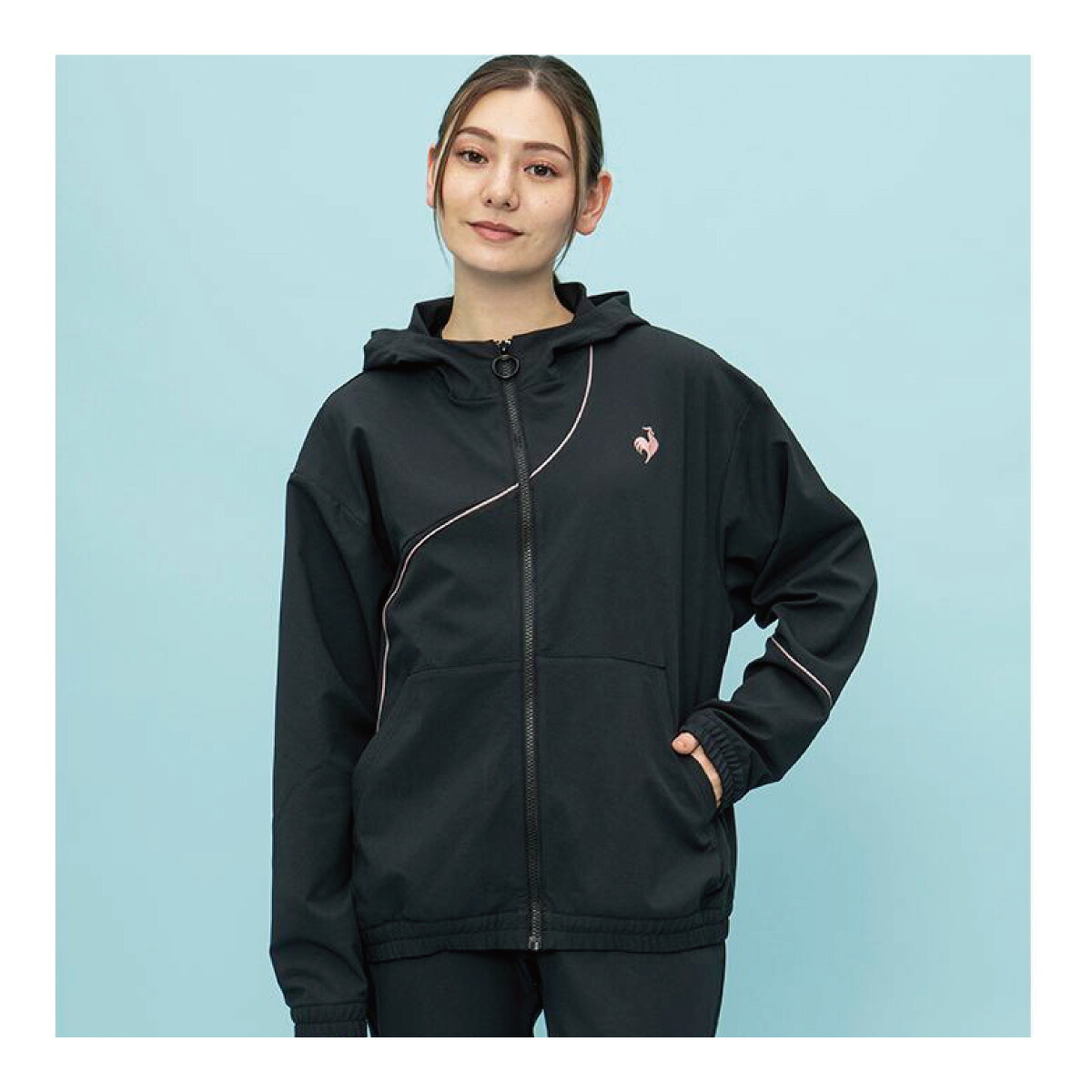 【マラソン期間限定！最大2000円オフクーポン】le coq sportif クロスジャケット レディース 肌面ドライ ストレッチ 形態安定 ジャージ QMWWJF22-BK 2023FW ブラック ルコックスポルティフ WOMEN テニス