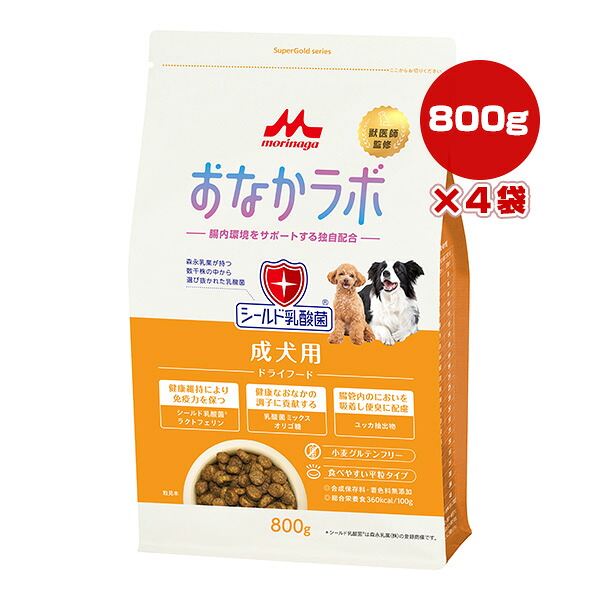 土手っ腹科学研究所 成犬用 800g×４袋 森乳サンワールド ▼a 愛玩動物 ボンネット 犬 飼い犬 遮蔽物乳酸菌 腸内周囲の状況 グルテン無償性 平粒手合い SuperGold morinaga