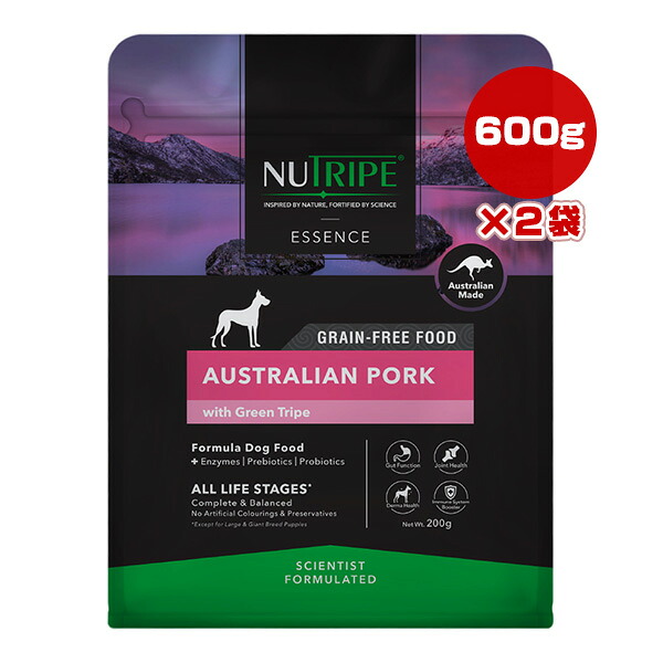 ニュートライプ エッセンス ポークwithグリーントライプ 600g[200g×3袋]×2袋 ▼w ペット フード 犬 ドッグ ドライ グレインフリー 全年齢用 総合栄養食 NUTRIPE ESSENCE 送料無料