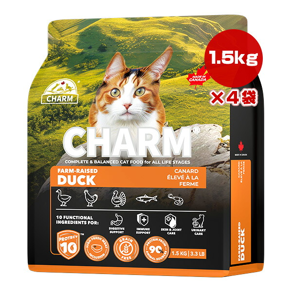 チャーム プロテクトテン ファーム レイズド ダック キャット 1.5kg×4袋 ▽t ペット フード 猫 キャット CHARM PROTECT10 CHFDC015 送料無料