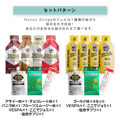 楽天市場 Honey Stinger ハニースティンガー Rws フルマラソン完走セット 選べるジェル4種類 Vesp ここでジョミ 塩熱 サプリ Run Walk Style 楽天市場店