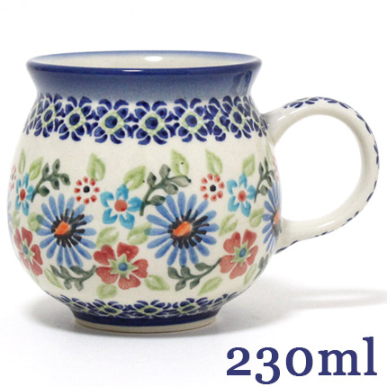 楽天市場 ポーランド陶器 食器 マグカップs 0 23l 花とりどりと青い縁花 Wiza社 Mug113 197 Wiza ポーリッシュポタリー ポーランド食器 旅する雑貨ルポラ