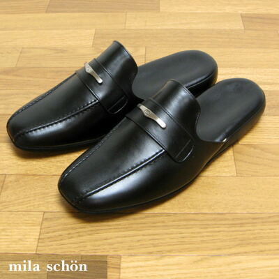 mila schön皮革スリッパL（black）