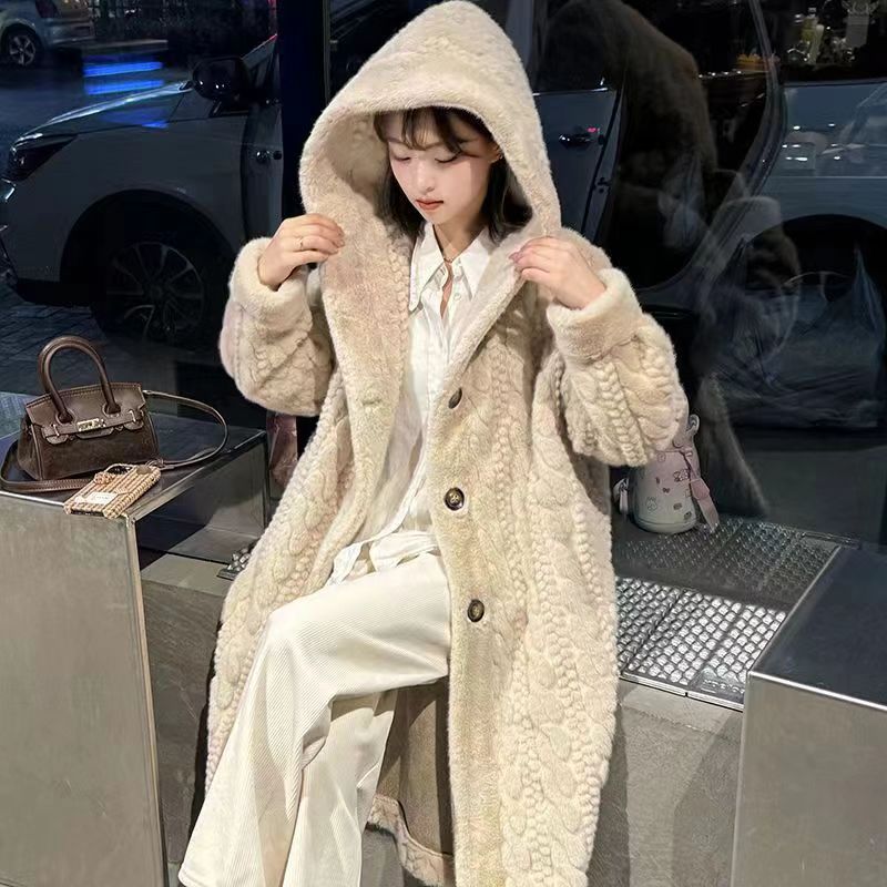 ボリュームファーコート フェイクファーもふもふ暖かいボリュームファーコート フェイクファー 秋冬服 カジュアル 暖かい リブニット模様 レディース ロング丈 もこもこ ロングコート かわいい アウター