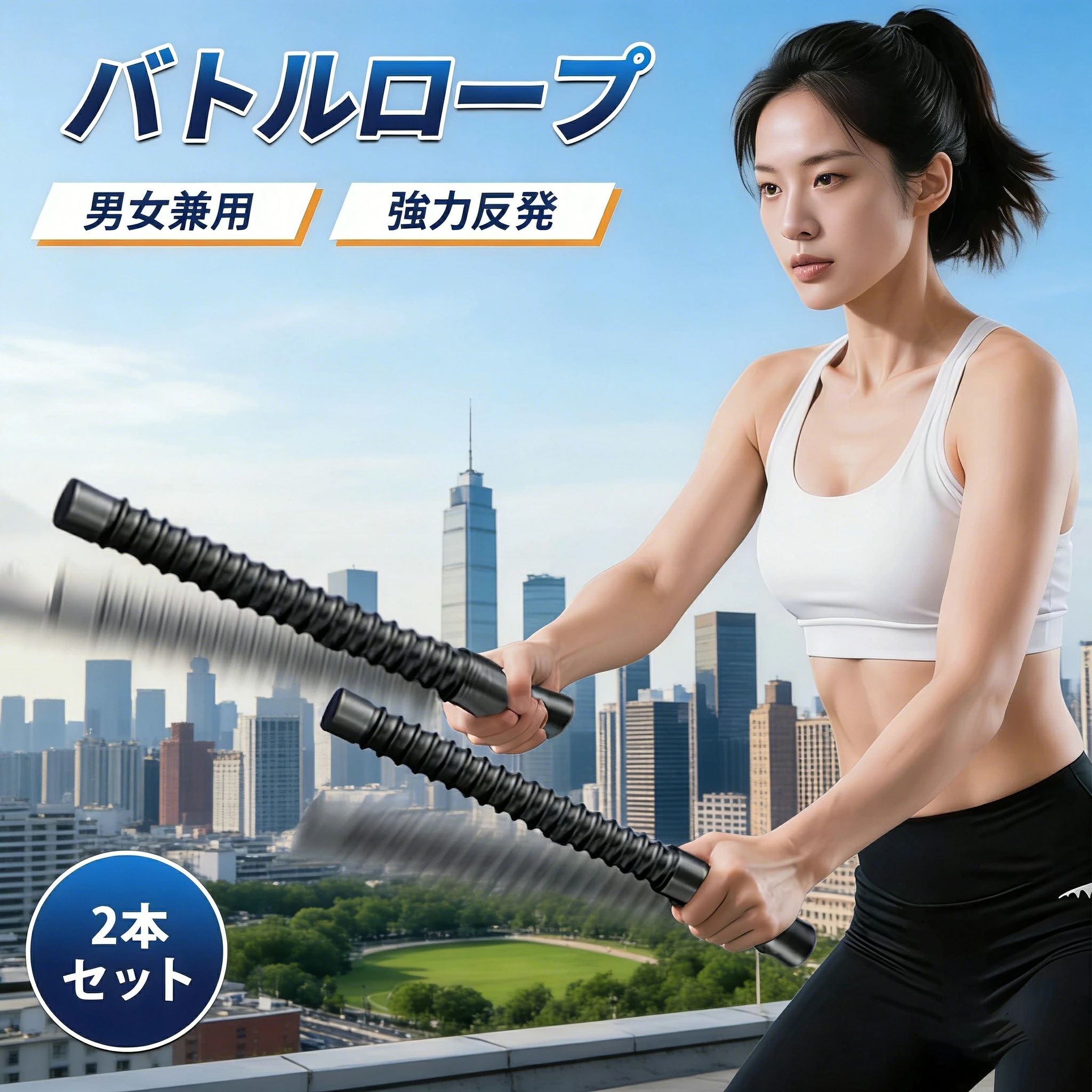 【2本セット】ロープレス バトルロープ コードレスバトルロープ