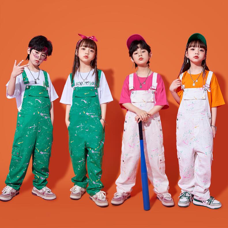 落書き柄 ダンス衣装 オーバーオール 子供 キッズ サ サロペット