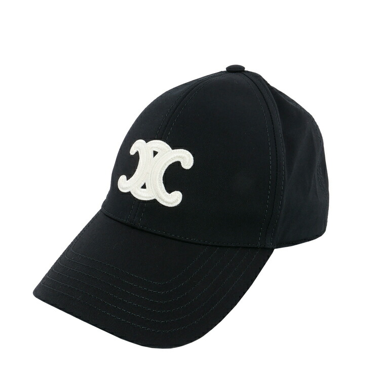 美品 CELINE ブラック ロゴ キャップ M CELINE セリーヌ ブラックロゴキャップM正規品