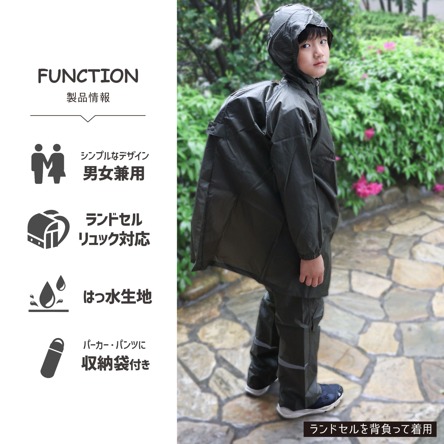 人気の製品 レインコート 雨具 リュック対応 男女兼用 合羽 シンプル