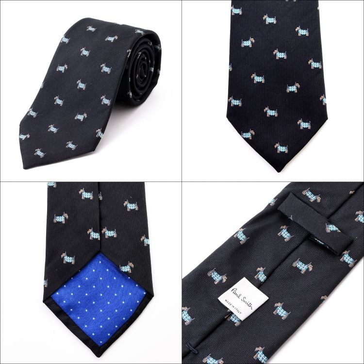 ポールスミス ネクタイ 犬柄 ドッグ シルク ブランドネクタイ 名入れ 刺繍 ビジネス 就活 結婚式 Paul Smith メンズ レディース ブランド おしゃれ 正規品 新品 ギフト プレゼント 男性 彼氏 黒 0tiex Alu6 22 ネクタイピン おもしろ 年中無休