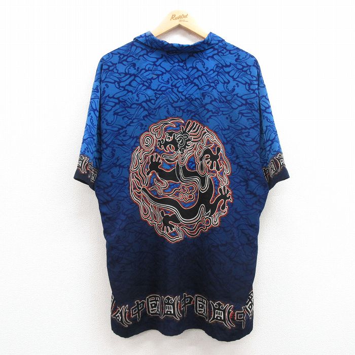 SSH8トライバル柄半袖シャツチカーノ￥1～US古着卸大量セット業者まとめ売り □返品不可□人気 黒 ベース □ 8 streetculture ドラゴン