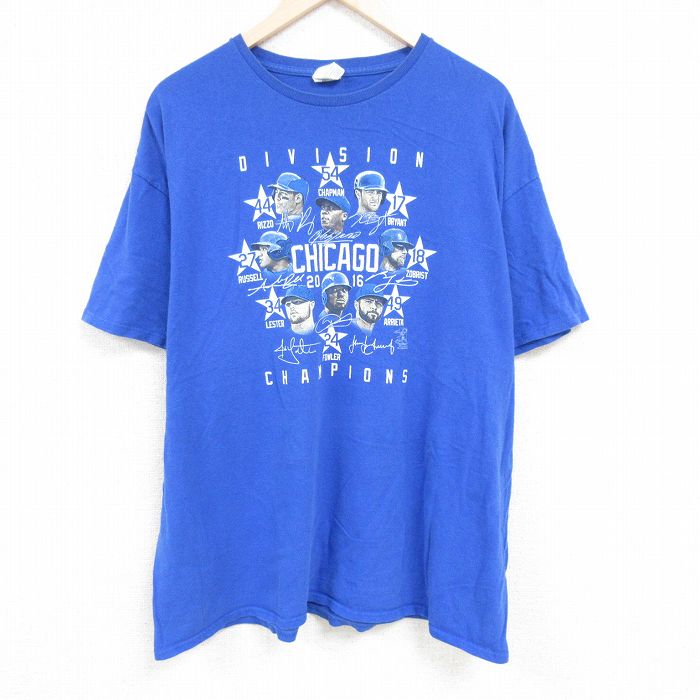 【MLB】古着 メンズ 青 野球 ベースボールシャツ シカゴカブス ★ストリート MLB】古着 メンズ ゲームシャツ 青 野球 ベースボール カブス