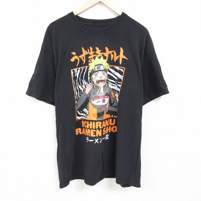NARUTO ナルト 両面プリント半袖キャラTシャツ カットソー ブラック 00's NARUTO/ナルト疾風伝 半袖プリントTシャツ 暁 キャラクター