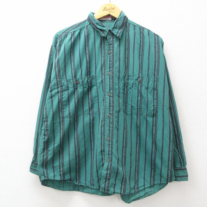 楽天市場】【中古】古着 長袖 キューバシャツ メンズ 刺繍 開襟