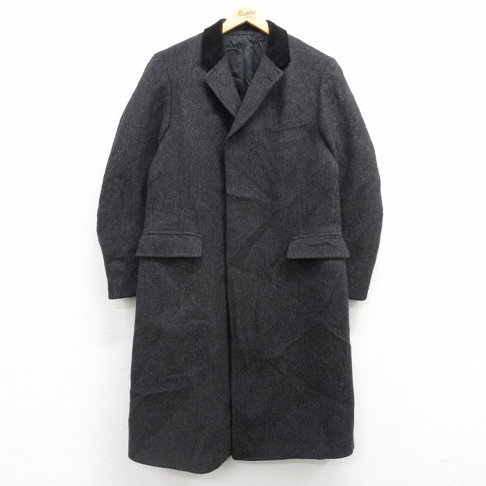 00sレトロ古着 カシミヤ入ウールジャケットダークグレー L ハーフコート ランブル ウール カシミヤ コート【L】ダークブラウン 古着