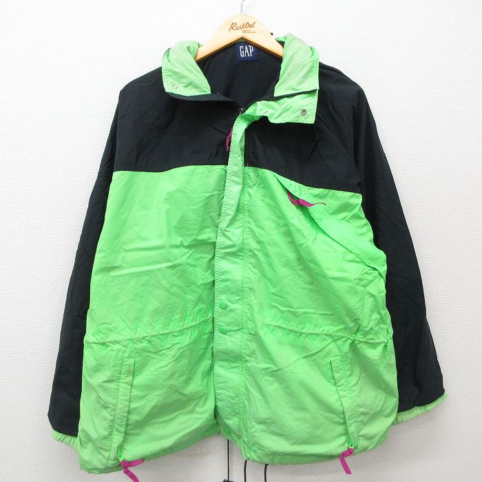 希少70sヴィンテージUSA製カレッジ アノラックパーカー 緑 XL スタジャン CHARLES RIVER APPAREL ナイロンアノラックパーカー メンズL相当