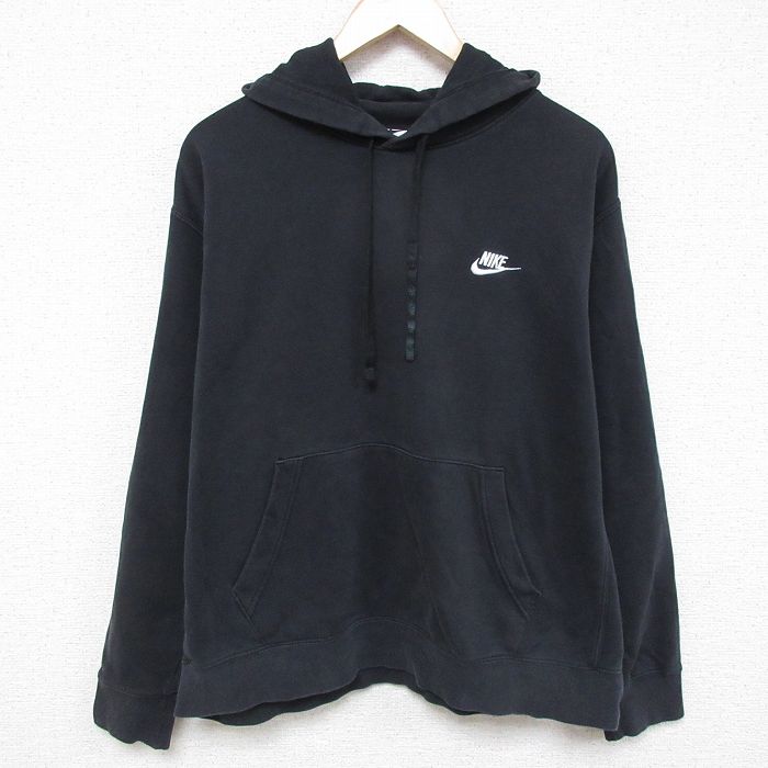 90s NIKE USA製 フェードブラック スモールスウォッシュ L NIKE ナイキ スモールスウォッシュ ワンポイントロゴ刺繍 T