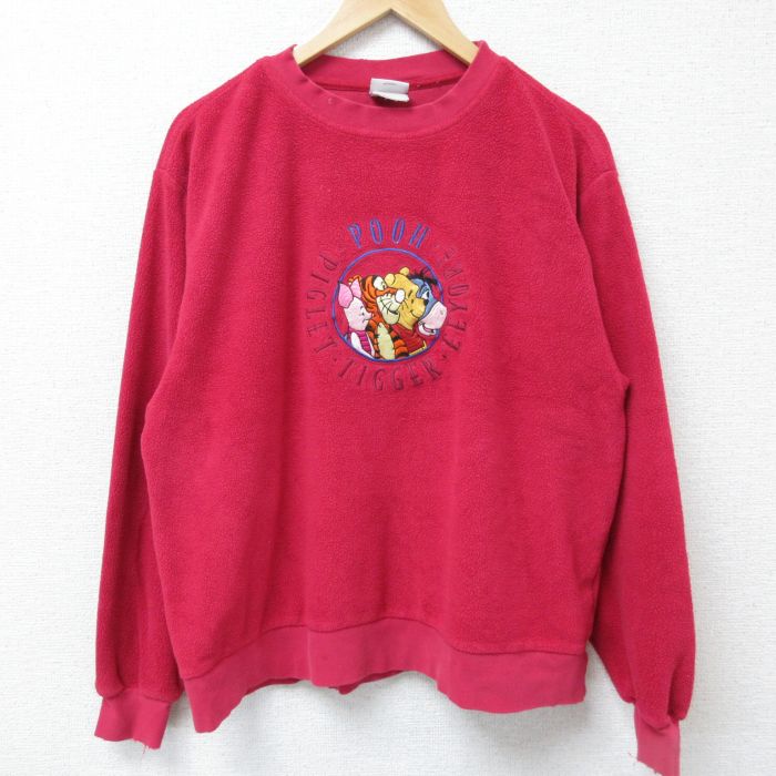 レア90s US古着◯ディズニー ティガー刺繍スウェットトレーナー メンズXL 90s USA古着 ディズニー ティガースウェット 緑 L 短丈