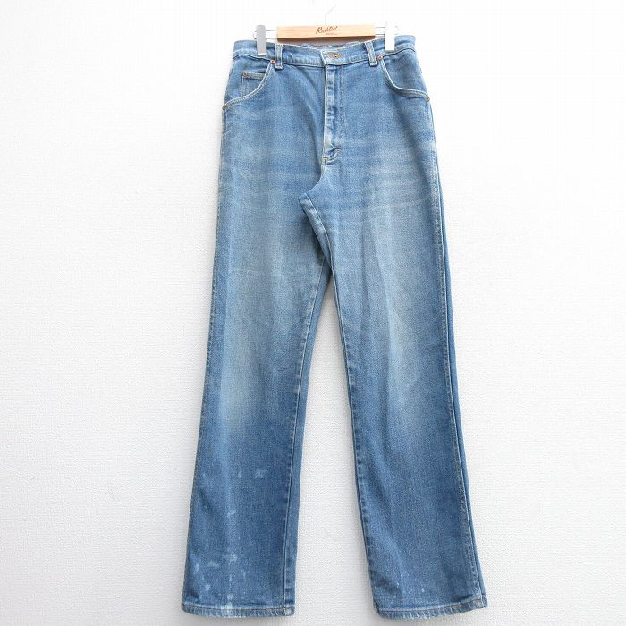 80s レトロ ケミカルウォッシュ タック入り 太ワイドテーパード デニムパンツ 80s～ GOLD RUSH レザー切替 ケミカルウォッシュ デニム