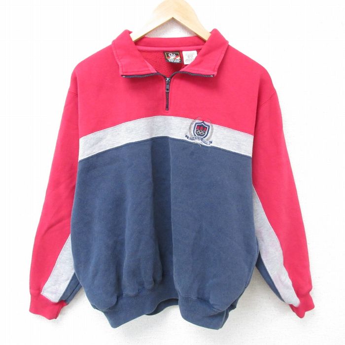 楽天市場】50's ☆ カレッジ 染込み プリント ハーフジップ 長袖