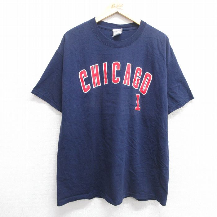 【MLB】古着 メンズ 青 野球 ベースボールシャツ シカゴカブス ★ストリート MLB シカゴ・カブス CHICAGO CUBS ベースボールシャツ メンズL 古着