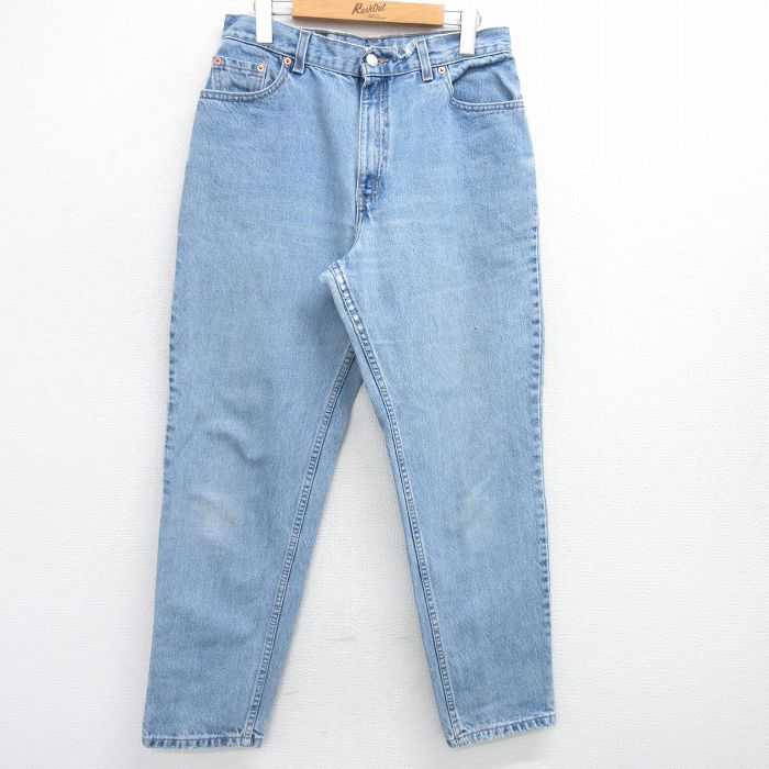 【中古】古着 リーヴァイズジーンズ 550 90s ジーンズ デニム レディース 薄紺 米国海軍 Levis 綿織物 USA製 テーパード ロングズボン下 ボトムス アメカジ 表どおり 心地好い