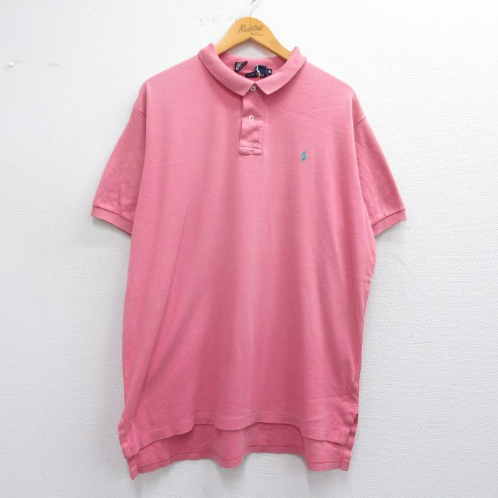 【中古】古着 ラルフローレン Ralph Lauren 半袖 ブランド ポロシャツ メンズ 90年代 90s ワンポイントロゴ 大きいサイズ 2L LL ビッグシルエット ゆったり ビッグサイズ オーバーサイズ コットン USA製 アメリカ製 ピンク 【spe】 XLサイズ 中古 トップス | 春夏