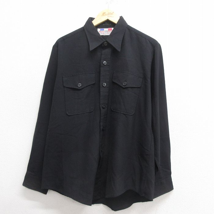 atlast&co. ワッペン付長袖ワークシャツ 15ハーフ 美品 55ef49353e2cb39915f65300a50365