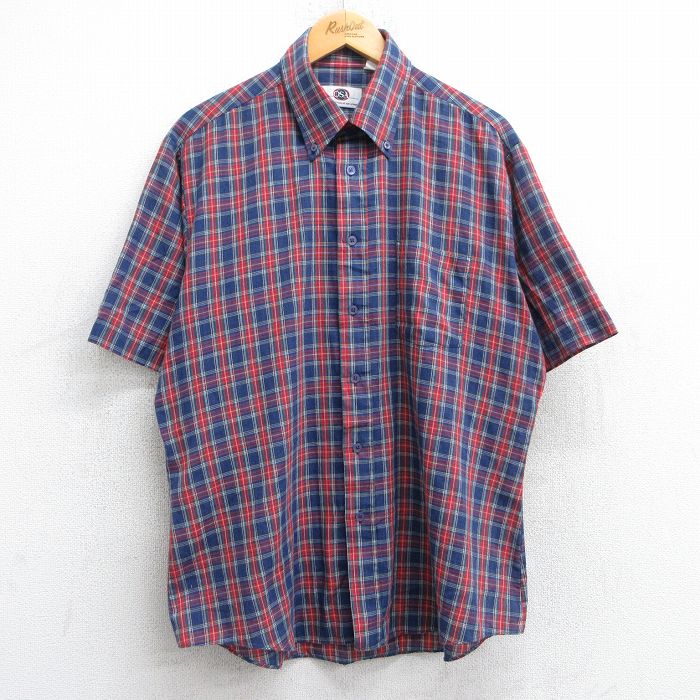 SUNSEA 半袖シャツ　赤　チェック　Ｌ 楽天市場】【中古】古着 半袖シャツ メンズ 90年代 90s ロング丈