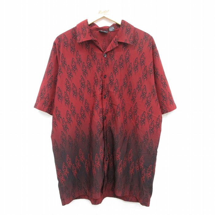 SSH8トライバル柄半袖シャツチカーノ￥1～US古着卸大量セット業者まとめ売り □返品不可□人気 黒 ベース □ 8 streetculture ドラゴン