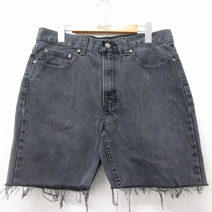 90s guess jeans 後染めブラック ワイド バギーショートパンツ x-jnd12y21n11z760d.jpg