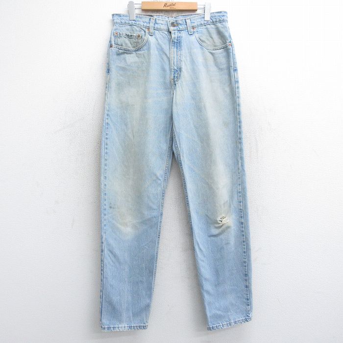 【中古】古着 ジーンズ Levis リーバイス 550 メンズ 90年代 90s ヒゲ テーパード コットン USA製 アメリカ製 薄紺 ネイビー デニム W33 中古 ボトムス ジーパン Gパン ロングパンツ | 春夏 春物 春服 秋冬 秋物 秋服 長ズボン カジュアル メンズファッション フ