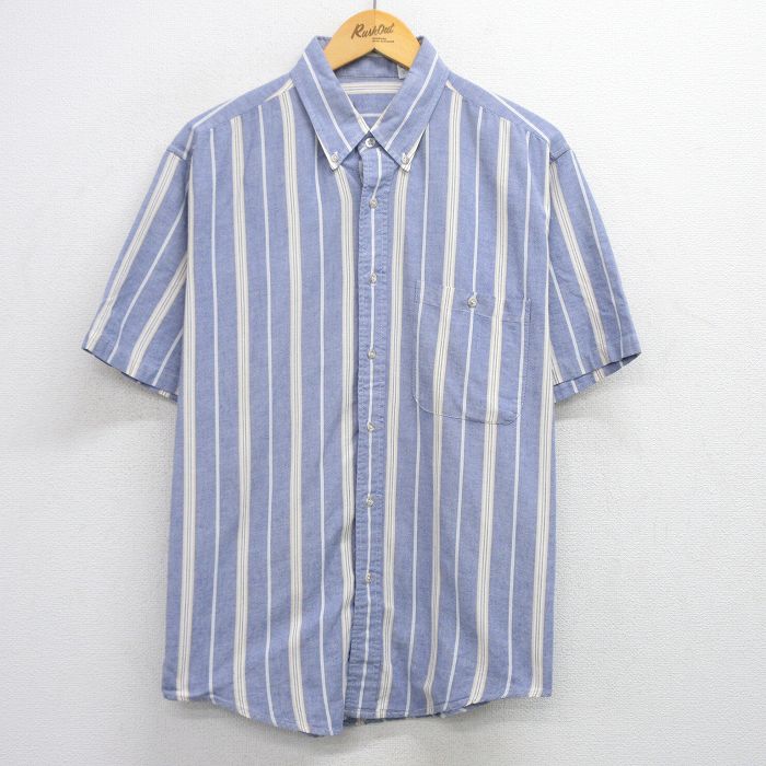 60s vintage レフェリーシャツ ストライプ USA製 コットン レディース] 1990s USA製 リネンxコットン ストライプ オープン