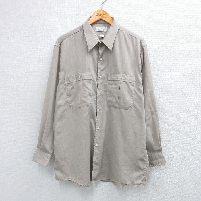 M★古着 長袖 シャツ メンズ 90年代 90s ベージュ カーキ 24oct29 中古 トップス 90s チャップス 長袖 コーデュロイ シャツ M チェック柄 ベージュ