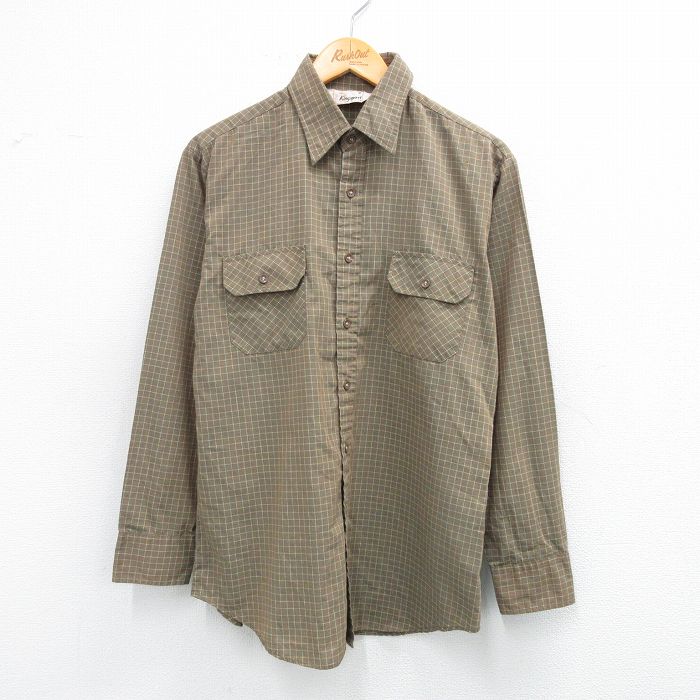 古着 ビンテージ 80s 長袖 茶 シャツオーバーサイズ ワークシャツ ブラウン 古着 ビンテージ 80s 長袖 茶 シャツオーバーサイズ ワーク