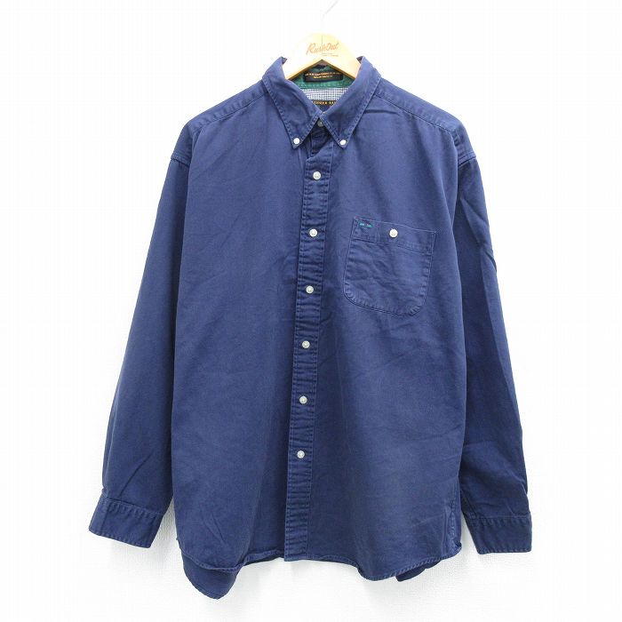 楽天市場】【中古】古着 長袖シャツ メンズ コットン ボタンダウン 緑