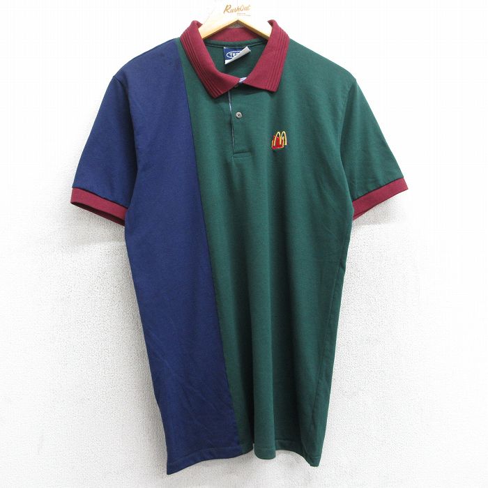 【中古】古着 半袖 ポロシャツ メンズ 90年代 90s マクドナルド マルチカラー USA製 アメリカ製 緑他 グリーン 【spe】 Lサイズ 中古 トップス | 春夏 春物 春服 夏物 夏服 カジュアルシャツ メンズファッション 半袖シャツ おしゃれ カジュアル