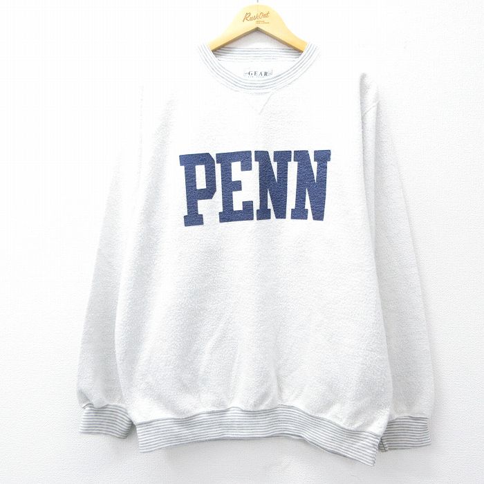 【中古】古着 長袖スウェット メンズ 90年代 90s PENN 表起毛 クルーネック 丸首 白系他 ホワイト XLサイズ 中古 スエット トレーナー トップス | 春夏 春物 春服 秋冬 秋物 秋服 メンズファッション カジュアル おしゃれ ファッション