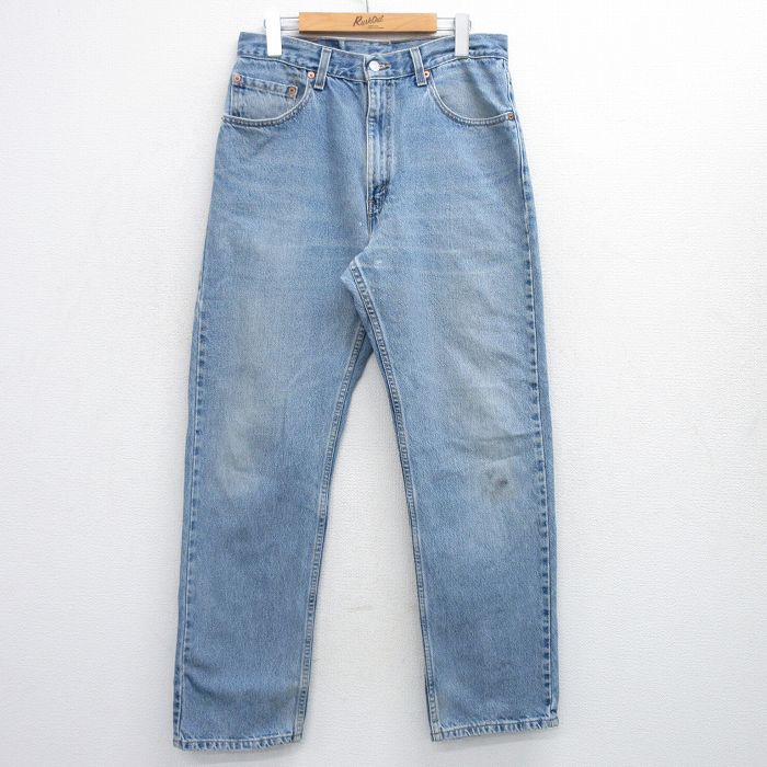 【中古】古着 ジーンズ リーバイス Levis 505 メンズ 90年代 90s ヒゲ コットン USA製 アメリカ製 薄紺 ネイビー デニム 【spe】 W32 中古 ボトムス ジーパン Gパン ロングパンツ | 春夏 春物 春服 秋冬 秋物 秋服 長ズボン カジュアル メンズファッション ファッ