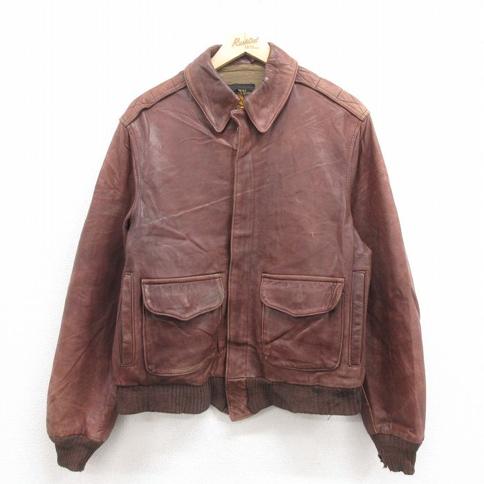 【90s vintage】ジップレザージャケット　A-2　短丈　本革　古着 90s vintage】ジップレザージャケット A-2 短丈 本革 古着