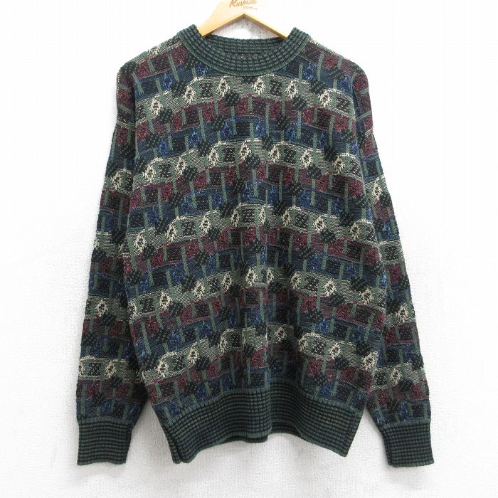 美品 60s BRENTWOOD Fine wool ニット　チェック柄カーキ 4757e04aca61b18dfe1853bfdba57f