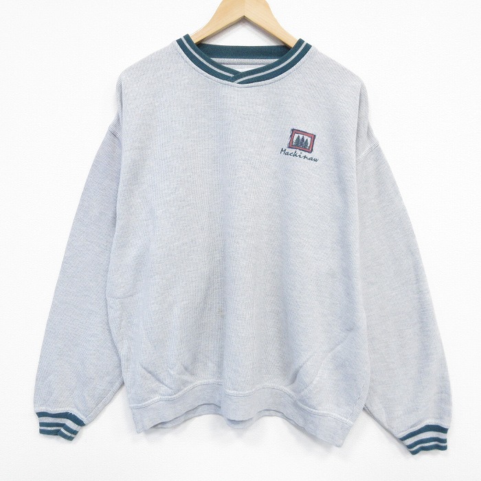 XL★古着 長袖 スウェット メンズ デモイン エリアコミュニティカレッジ 刺繍 大きいサイズ クルーネック 紺 ネイビー 23nov13 中古 スエット トレーナー トップス 中古古着 MVスポーツ 長袖スウェット メンズ マクレナン